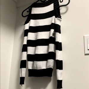 Black and white striped knitted sweater top
